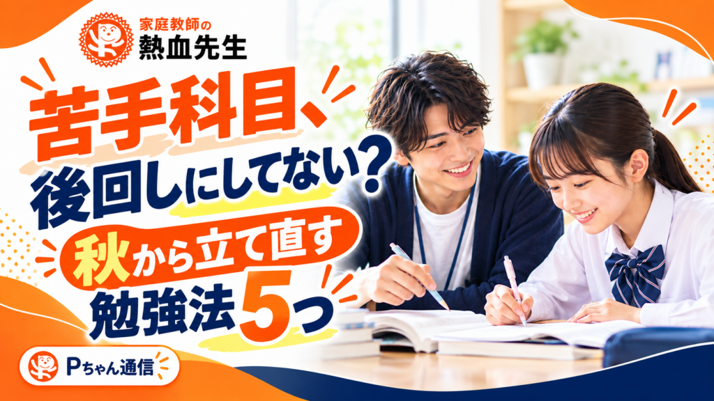 家庭教師で苦手科目を秋から立て直す勉強法5つ｜家庭教師の熱血先生